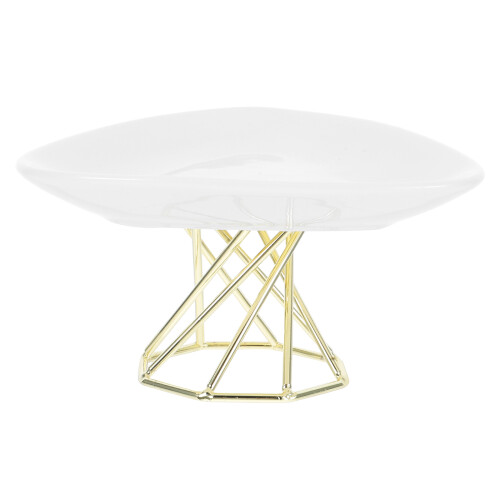 Round Cake Stand Ceramic Dessert Plate For Wedding Party Display