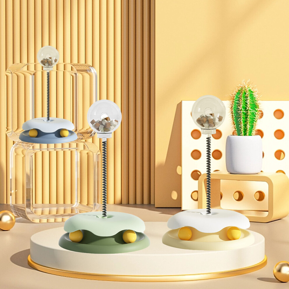 Green Cat Treat Dispenser Toy with Spring Food Bin | Safe Interactive Feeder-image-OPC-PKYRZ95-NEW