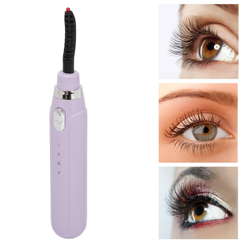 Purple Compact Heated Eyelash Curler With 3 Adjustable Temps Usb Charge