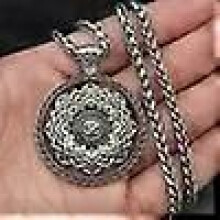 (A6695-Silver) Moderiktig Personlighet Retro Tibetansk Buddhistisk Lotus Mandala Hänge Halsband Män