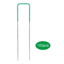 100pcs Half Green Artificial Grass Turf U Pins Metal Galvanised Pegs