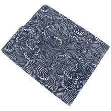 Blue Waves Cotton Linen Tablecloth 12''x70'' with Tassel