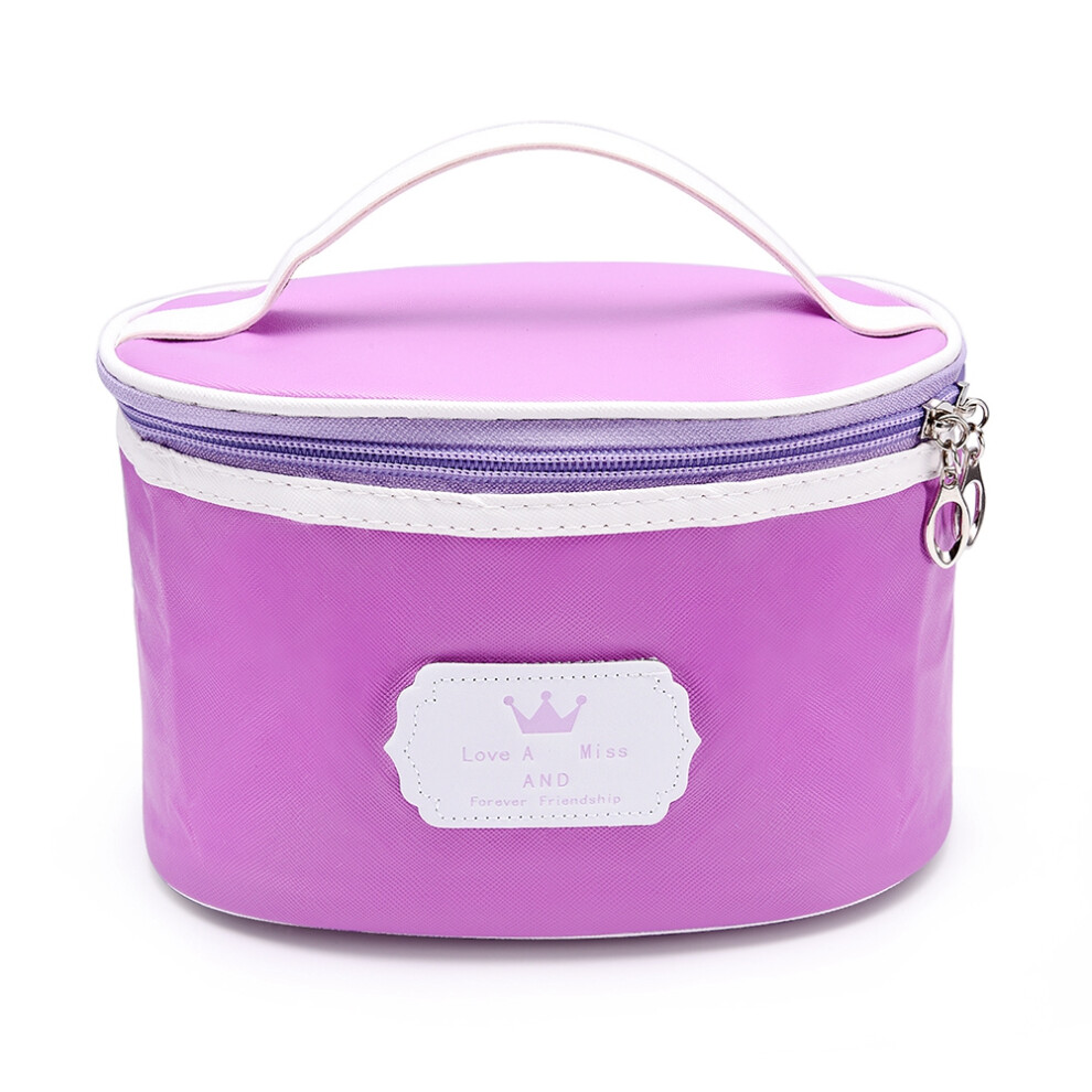 Purple Portable Waterproof Pu Cosmetic Storage Bag Toiletry Pouch