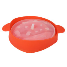 Red Silicone Microwave Popcorn Bucket with Handle Lid Collapsible