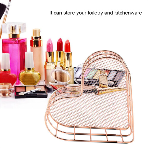 Multifunctional Anti rust Heart Shape Storage Basket Rose Golden 1
