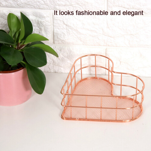 Multifunctional Anti rust Heart Shape Storage Basket Rose Golden 2