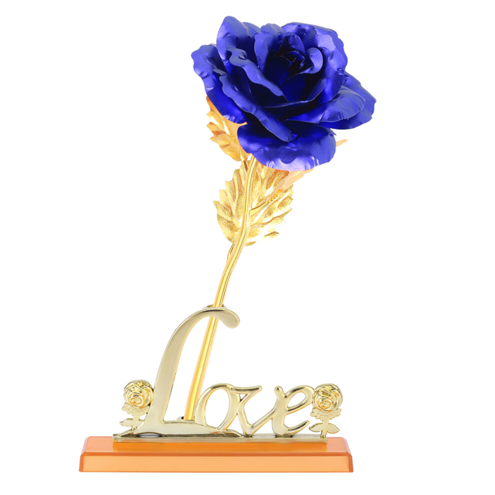 24K Gold Foil Artificial Rose Valentine Gift Home Table Decor Blue-image-OPC-PKYS7SR-NEW