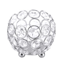 Crystal Tea Light Holder Silver 8cm