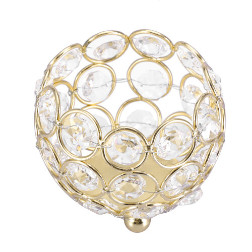 Crystal Tea Light Holder Gold 8cm 1