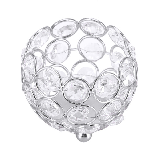 Crystal Tea Light Holder Silver 8cm 1