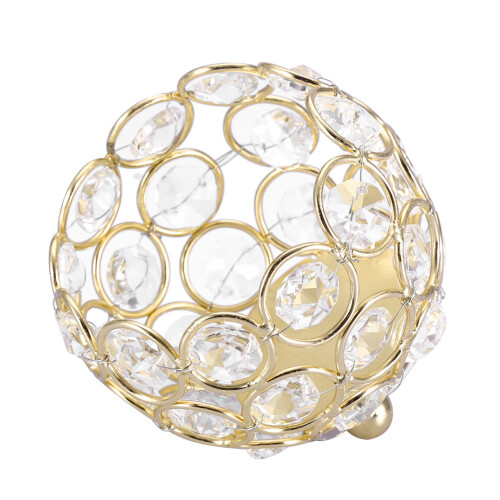 Crystal Tea Light Holder Gold 8cm 2