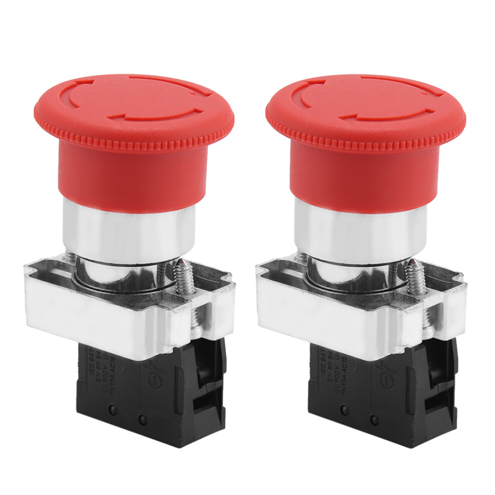 2Pcs Red Emergency Stop Switch 22Mm Xb5 685922086778