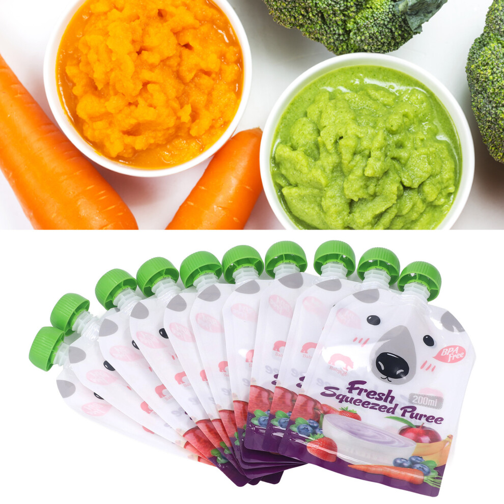 10 Pack 200ml Reusable Food Pouches for Baby Fruit Puree and Yogurt、‘
