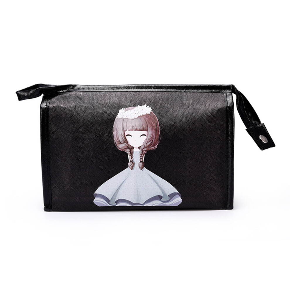 Reusable Cartoon Makeup Bag for Girl Woman Black