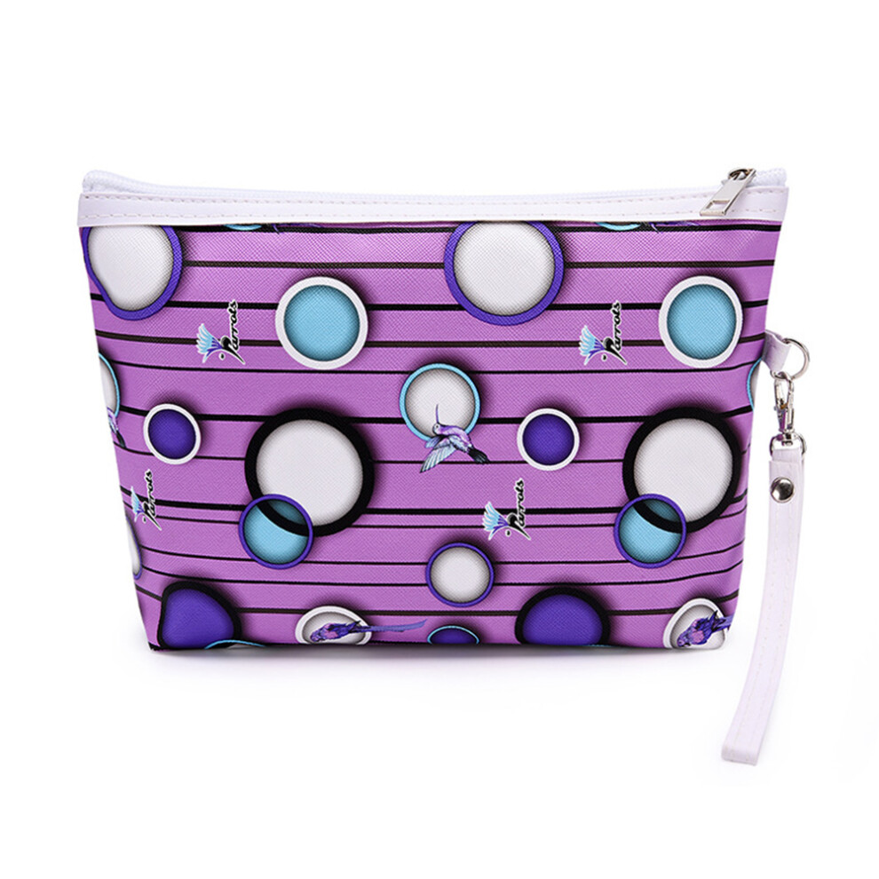 Portable Floral Makeup Cosmetic Bag for Girls Woman (Purple)