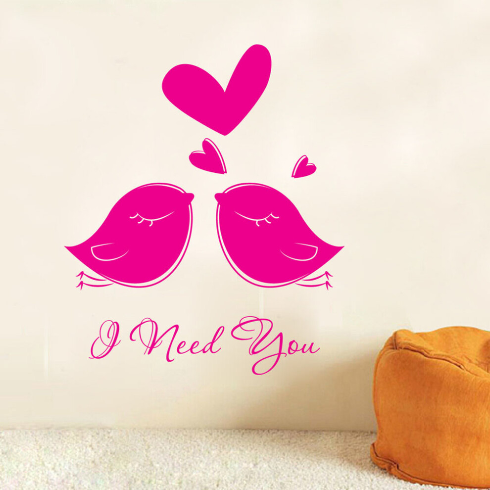 Romantic Heart Birds Wall Decal Sticker Kids Room Nursery