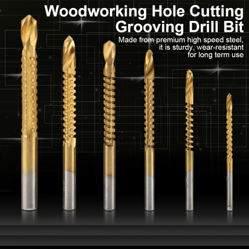 6Pcs HSS Titanium Coated Drill Bits for Wood Aluminum Plastic 1