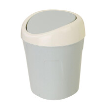 Mini Plastic Desktop Trash Can with Lid Portable Storage Blue