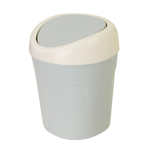 Mini Plastic Desktop Trash Can with Lid Portable Storage Blue