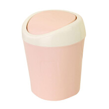 Mini Plastic Desktop Trash Can with Lid Portable Storage Pink