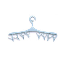 Plastic Windproof Underwear Sock Hanger 8 Rotatable Clips Blue