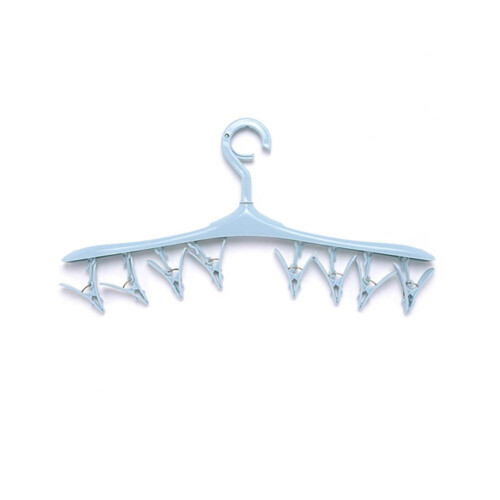 Plastic Windproof Underwear Sock Hanger 8 Rotatable Clips Blue