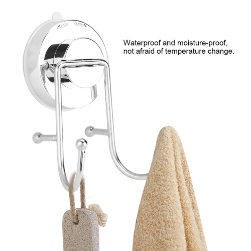 Kitchen Bathroom Stainless ABS Suction Cup Double Hanger Hook 2