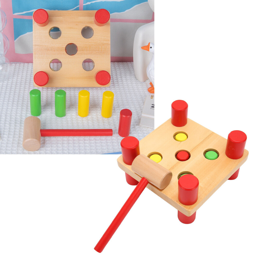 Wooden Hammering Toy with Mallet, Durable Small Pounding Bench for Kids, 15x15x8.8cm-image-OPC-PKYSF68-NEW