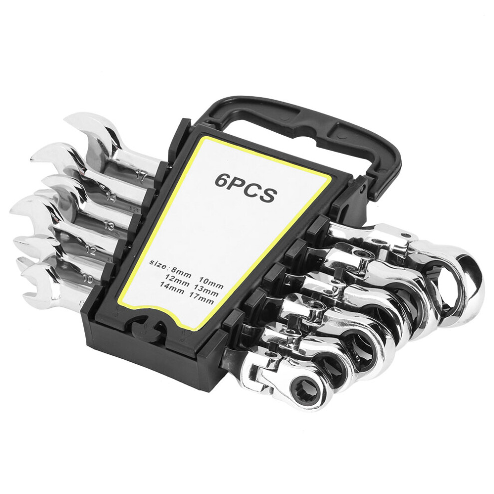 6Pcs Flexible Head Ratchet Spanner Wrench 8-17Mm Multi Tool Set 685922102652