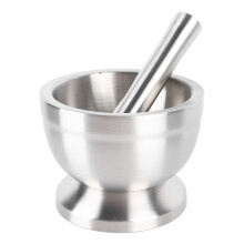 18/8 Stainless Steel Mortar & Pestle with Silicone Lid, 12x2x9cm