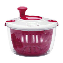 Salad Spinner Red - Lettuce Spinner Rotary Veggie Washer Secure Lid Lock - Washing And Drying Greens, Vegetables, Fruits