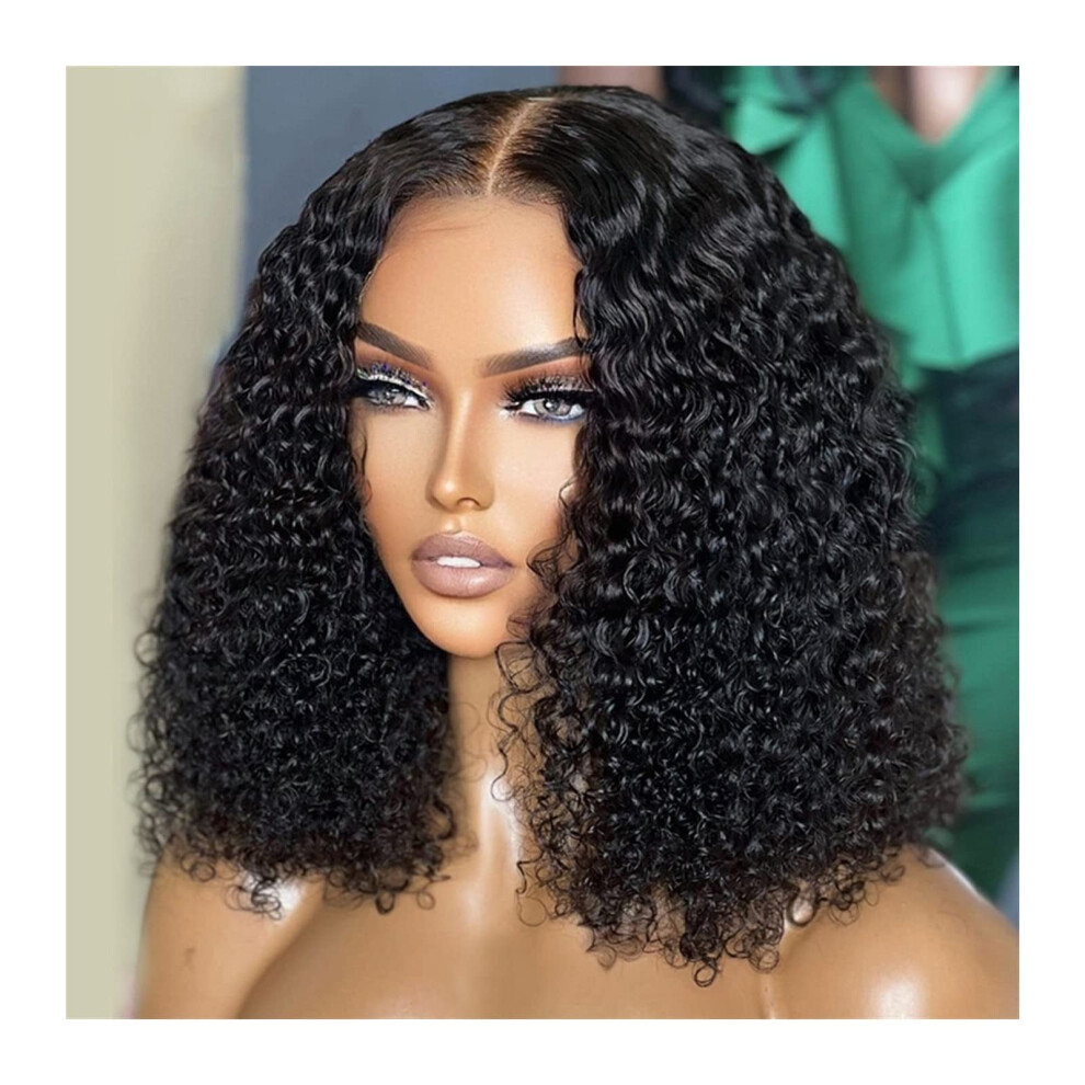 Wigs Deep Curly Short Human Hair 8-16 Lace Frontal Closure Glueless Deep Wave Lace Wig 150% Density Brazilian Hair
