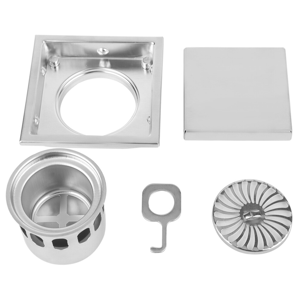 Stainless Steel Square Anti-Odor Bathroom Floor Drain Shower Drainer 685922112880