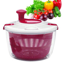 5L Salad Spinner And Chopper, Salad Drainer Vegetables Dryer Colander Dehydrator, Secure Lid Lock Rotary Handle Hot Pink
