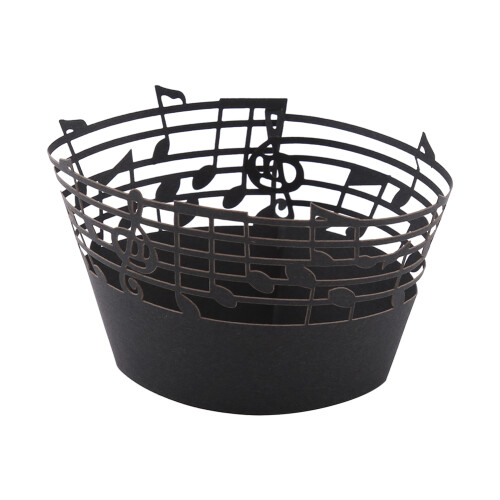50Pcs Musical Notes Cupcake Wrappers Hollow Out Black Decoration