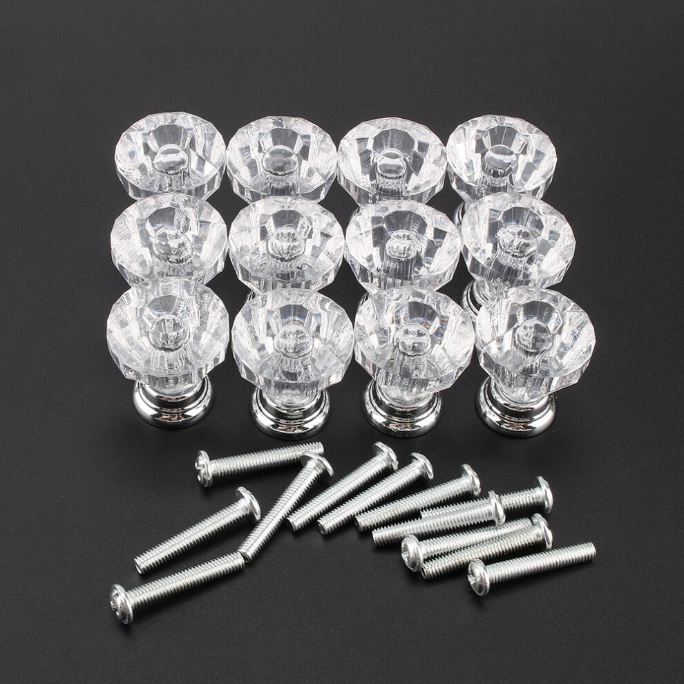 12 Diamond Crystal Glass Cabinet Knob Handle 685922125675