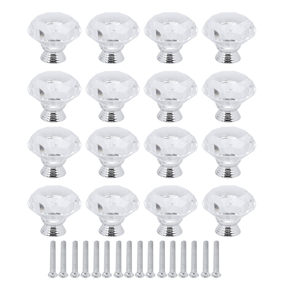 16Pcs Crystal Glass Cabinet Knobs 40Mm Diamond Drawer Handle 685922127310