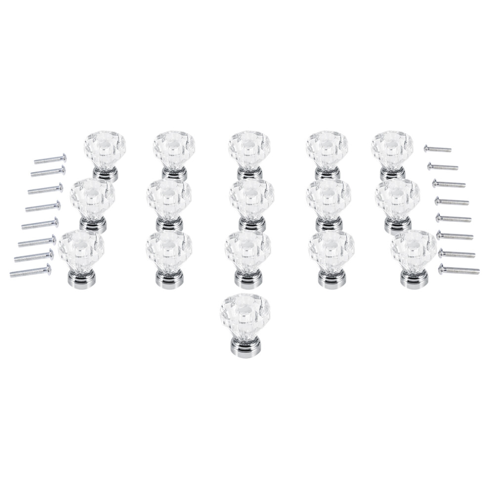 16Pcs 25Mm Diamond Acrylic Knobs Drawer Cabinet Handle 685922139955