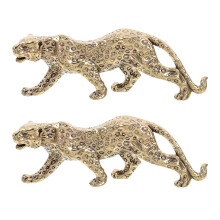4 Pcs Cheetah Statue Brass Sculpture Home Decor For Offices