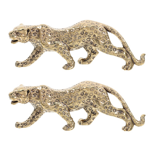 4 Pcs Cheetah Statue Brass Sculpture Home Decor For Offices