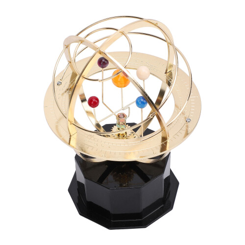 Solar System Model Iron Plastic Portable Orrery Educational Toy Gold 2