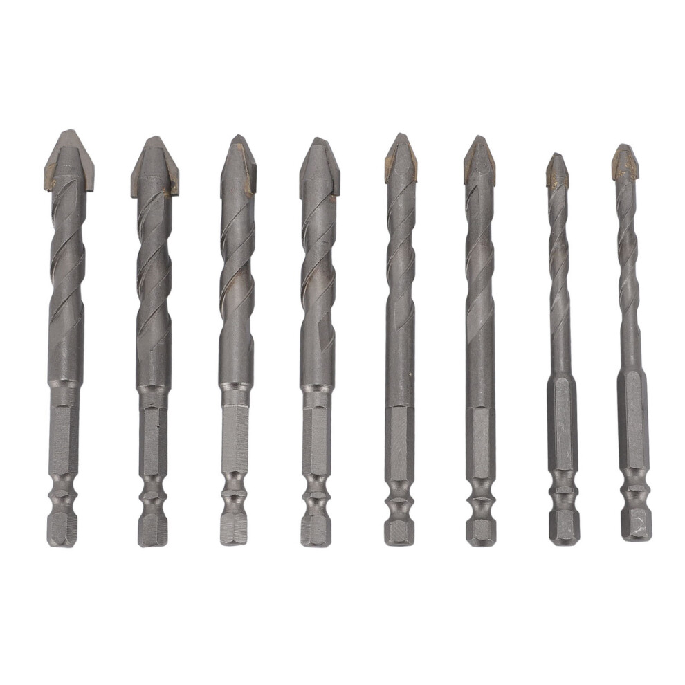 8Pcs High Strength Eccentric Twist Drill Bit Carbide Tipped Hex Shank 685922153487