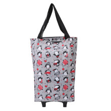 (Penguin) Foldable Grocery Cart with 360 Wheels Oxford Fabric Penguin