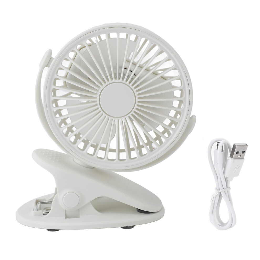 (Black) Clip On Fan 360 Rotatable 3 Gears Quiet Usb Portable Desk Fan White 685922159977