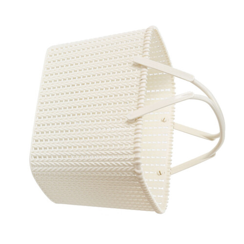 Imitation Rattan Woven Basket Plastic Handheld Fruit Storage Beige 1