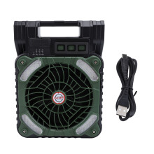 (Black) Solar Camping Fan USB Rechargeable Folding Portable Green