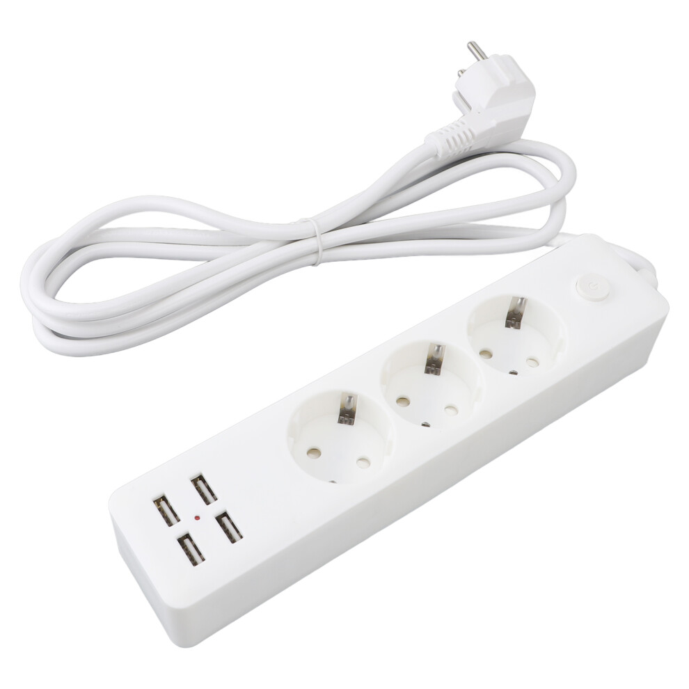 European Power Strip 3 Outlets 2200W 4 Usb 5.9Ft Cord With Switch 685922166630