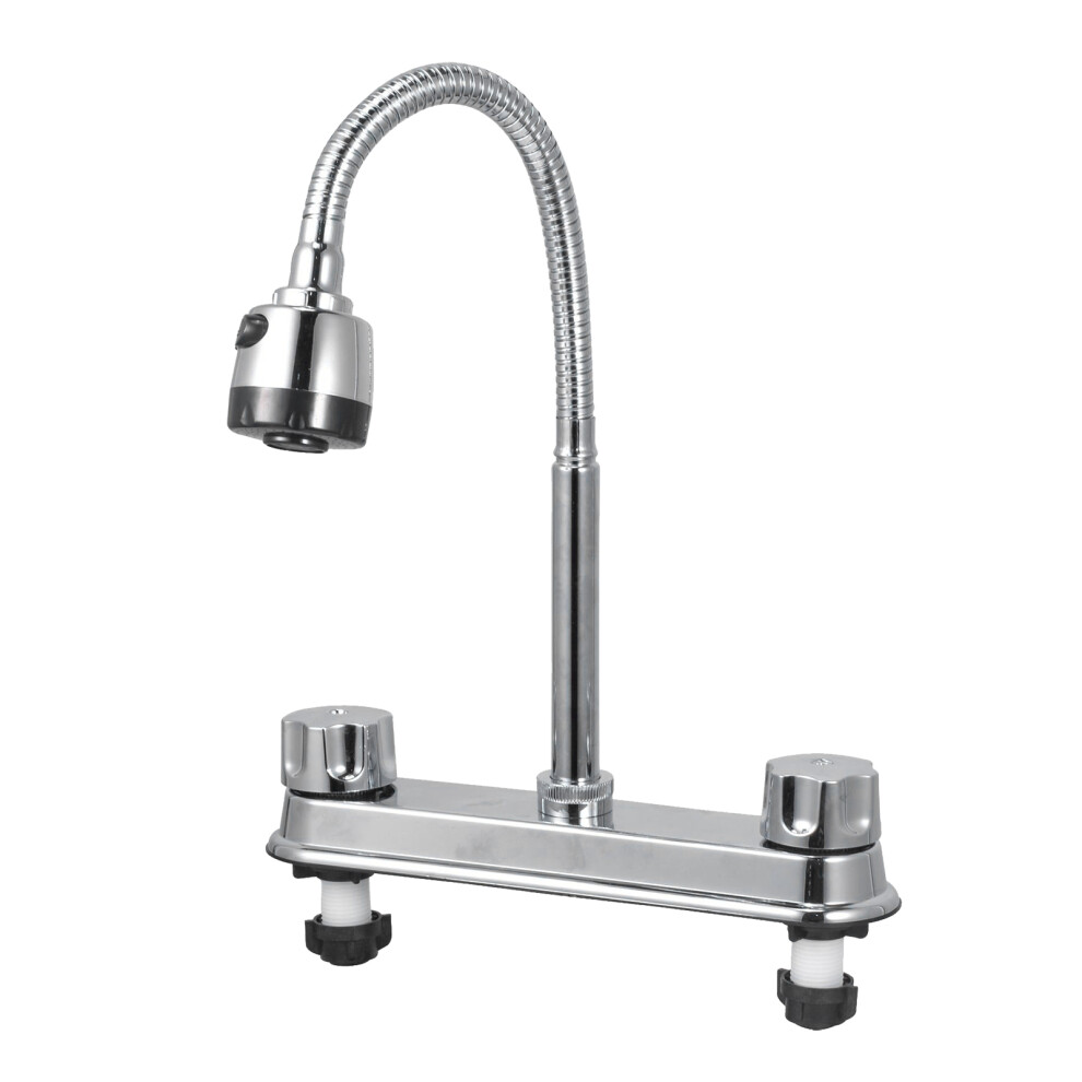 (Hex Handwheel) Kitchen Sink Faucet Cold Hot Dual Mixer Tap Hex Handwheel 685922168160