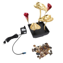 USB Tree Leaves Iron Water Fountain Tabletop Decor