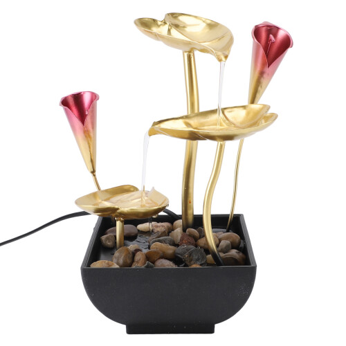 USB Tree Leaves Iron Water Fountain Tabletop Decor 2